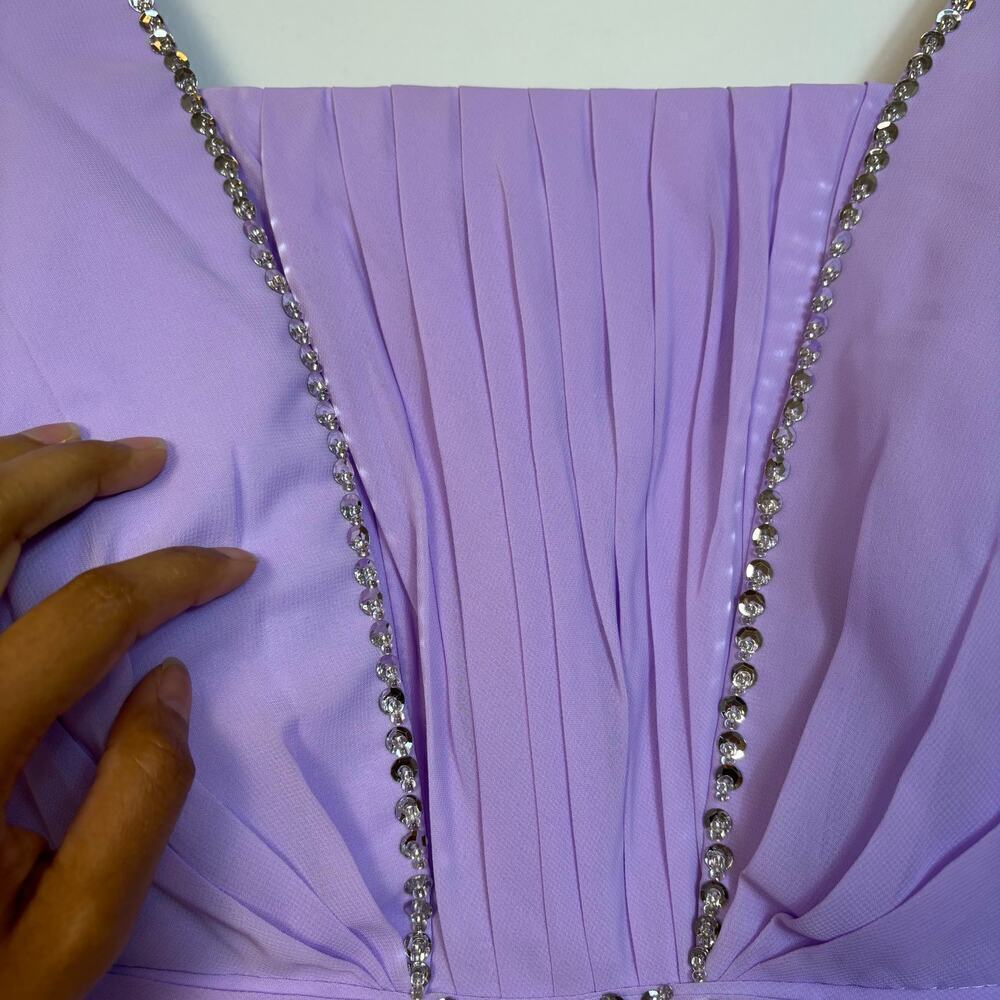 JJs A Line Princess Square Neck Mother of the Bride Dress sz 16 Lilac Beaded NWT - Picture 11 of 16